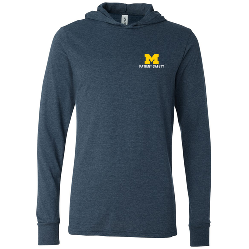 Mens/Unisex Bella Canvas Jersey Long Sleeve Hoodie T-Shirt -- Heather Navy