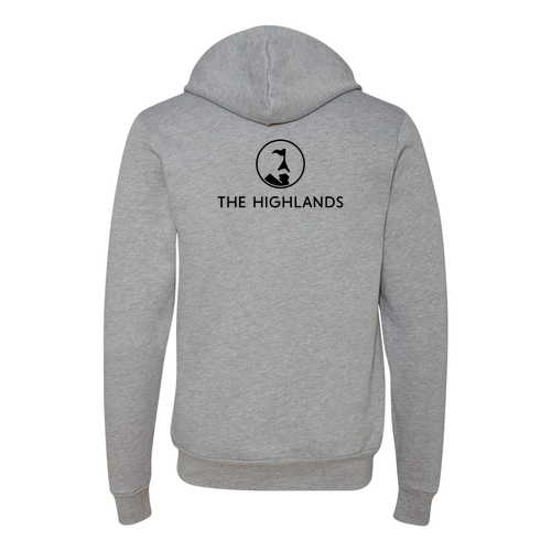 The Highlands Logo 2 Black Ink -- Pullover Hooded Sweatshirt Athletic Heather