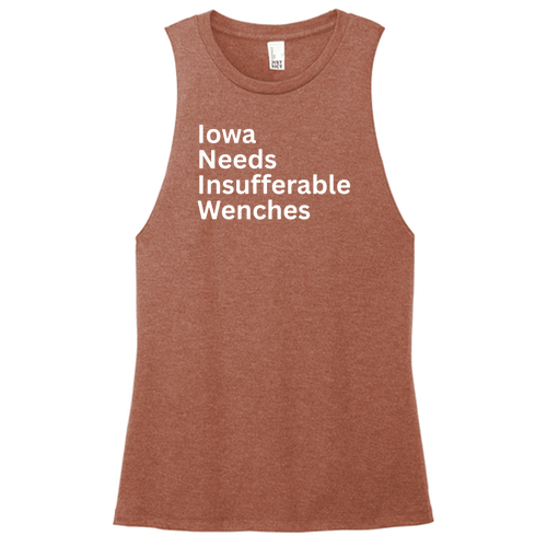 District Women's Perfect Tri Muscle Tank -- Heathered Russet