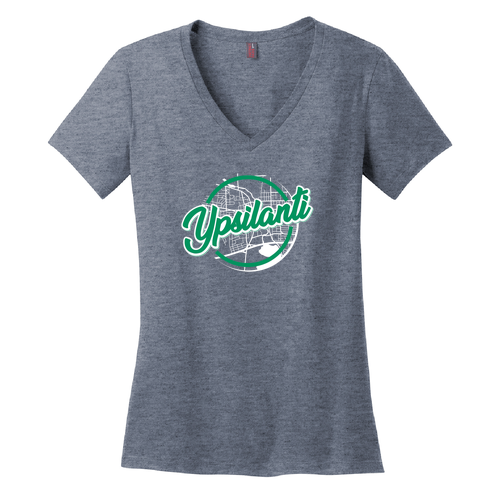 Ladies District Made Soft Perfect Weight V-Neck Tee -- Heathered Navy