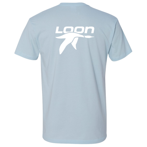 Loon Logo 2 White Ink -- Short Sleeve Light Blue