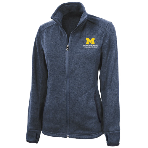 Ladies Charles River Heathered Fleece Jacket -- Navy Heather
