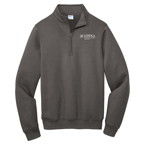 [HIDE] Loyola Shield Quarter-Zip Pullover Sweatshirt -- Charcoal