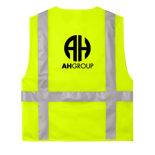 Cornerstone Ansi 107 Class 2 Mesh Six-Pocket Zippered Vest -- Safety Yellow