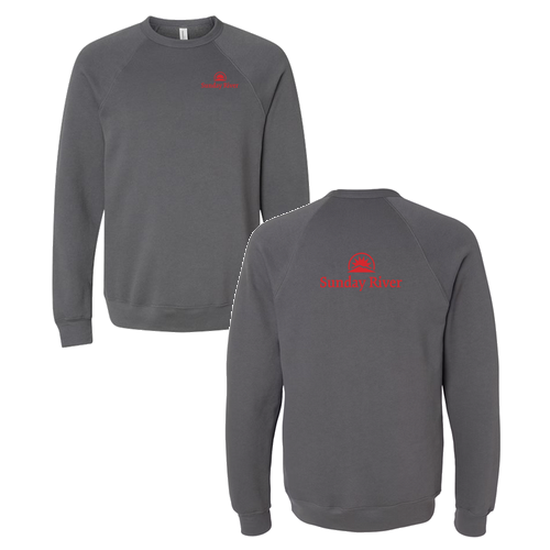 Sunday River Logo 2 Red Ink -- Crewneck Sweatshirt Asphalt