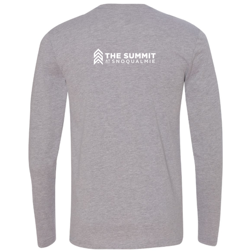 The Summit at Snoqualmie Logo 2 White Ink -- Long Sleeve Heather Grey