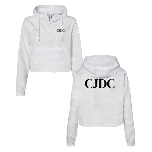 Independent Trading Co. Womens Lightweight Pullover Crop Windbreaker -- White Camo