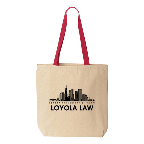 Chicago Skyline Tote -- Natural / Red
