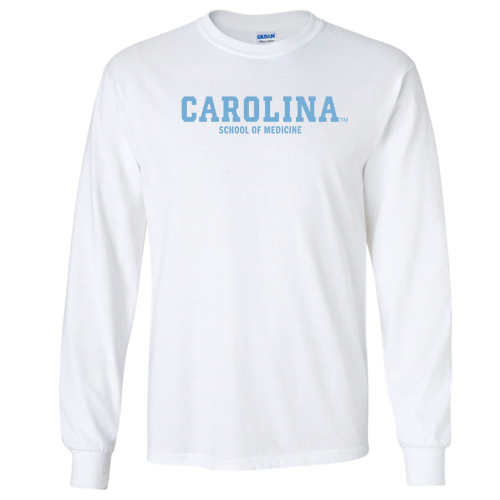 Gildan Ultra Cotton Longsleeve Basic T-Shirt -- White -- Carolina Med