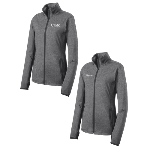 Sport-Tek Ladies Sport Wick Stretch Contrast Full Zip Jacket -- Charcoal Grey Heather / Charcoal Grey