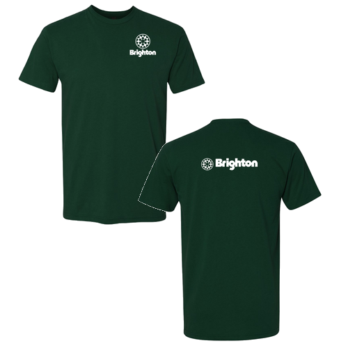 Brighton Logo 2 White Ink -- Short Sleeve Forest Green