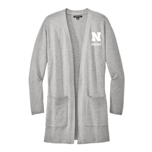 Nebraska Research Ladies' Open Front Cardigan -- Gusty Grey Heather