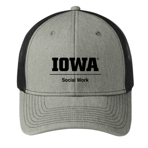 Port Authority Snapback Trucker Cap -- Heather Grey / Black