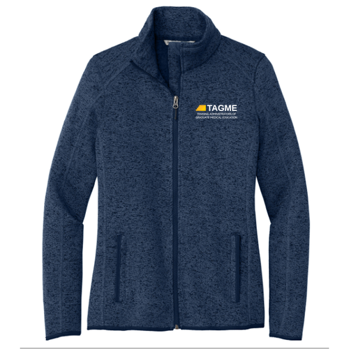 Port Authority Ladies Sweater Fleece Jacket -- River Blue Navy Heather