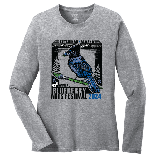 Port and Company Ladies Long Sleeve 5.4oz T Shirt -- Athletic Heather