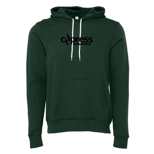 Cypress Mountain Logo 1 Black Ink -- Pullover Hooded Sweatshirt Forest
