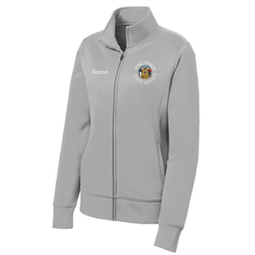 Sport Tek Ladies Sport Wick Fleece Full Zip Jacket -- Silver (Embroidery)