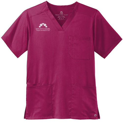 Wonderwink Men's Premiere Flex V-Neck Top -- Wine