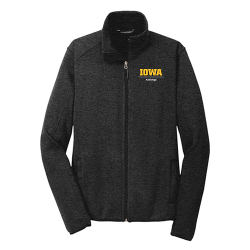 Embroidered Port Authority Sweater Fleece Jacket -- Black Heather