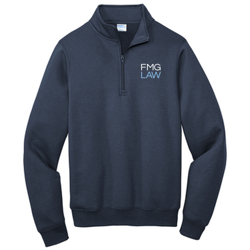 Port and Company Core Fleece Quarter-Zip Pullover Sweatshirt -- Navy -- Embroidered