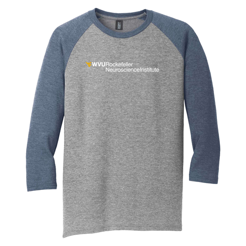 District Made Mens Perfect Tri Raglan -- Grey Frost / Navy Frost