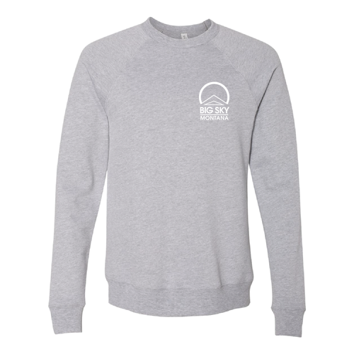 Big Sky Montana Logo 2 White Ink -- Crewneck Sweatshirt  Athletic Heather