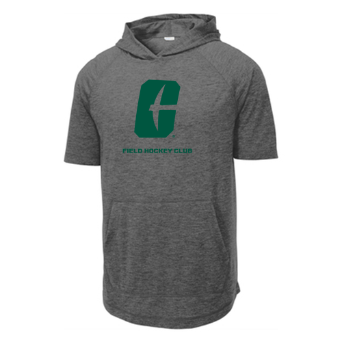 Sport-Tek Posicharge Green Logo Tri-Blend Wicking Short Sleeve Hoodie -- Dark Grey Heather