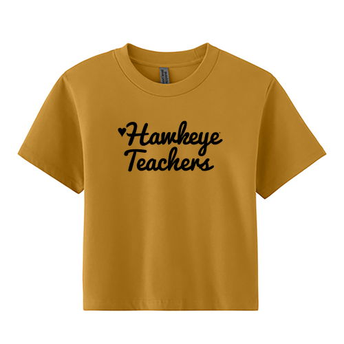 Hawkeye Teachers Next Level Apparel Women’s Heavyweight Boxy Tee -- Antique Gold