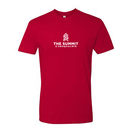The Summit at Snoqualmie Logo 1 White Ink -- Short Sleeve Red