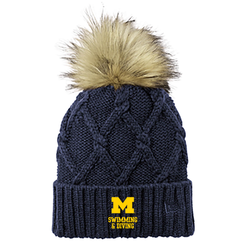 Unisex New Era Faux Fur Pom Beanie -- Deep Navy