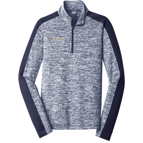 Sport-Tek PosiCharge Electric Heather Colorblock Quarter Zip Pullover -- True Navy Electric / True Navy
