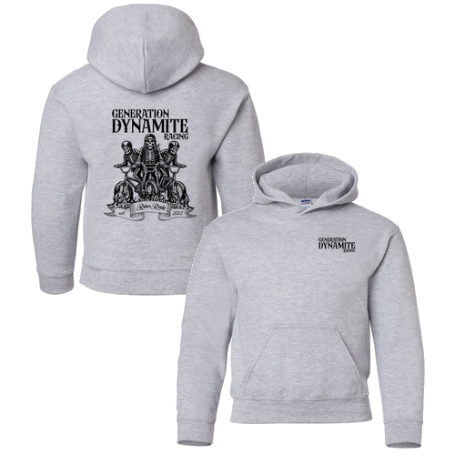 Gildan Heavy Blend Youth Skeleton Riders Ready Hooded Sweatshirt -- Sport Grey