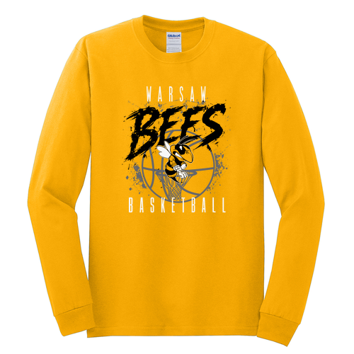 Warsaw Bees Gildan Heavy Cotton Longsleeve T-Shirt -- Gold