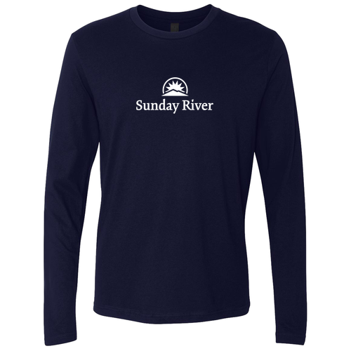 Sunday River Logo 1 White Ink --Long Sleeve Midnight Navy