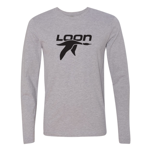 Loon Logo 1 Black Ink -- Long Sleeve Heather Grey