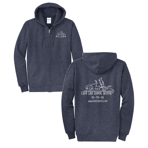 Port and Company Classic Full Zip Hooded Sweatshirt -- Heather Navy