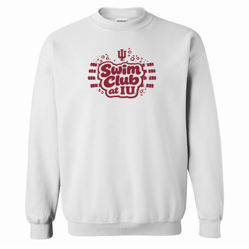 Swim Club at IU (design 1) Crew Neck Sweatshirt -- White