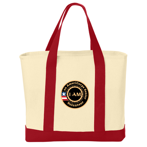 I Am Grocery Tote -- Natural / Red