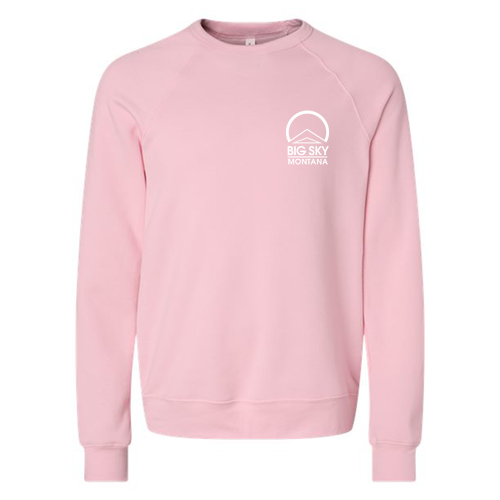 Big Sky Montana Logo 2 White Ink -- Crewneck Sweatshirt Pink