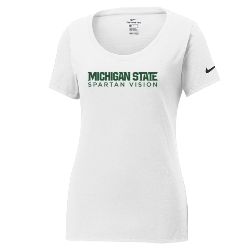 Nike Ladies Dri-FIT Cotton/Poly Scoop Neck Tee -- White
