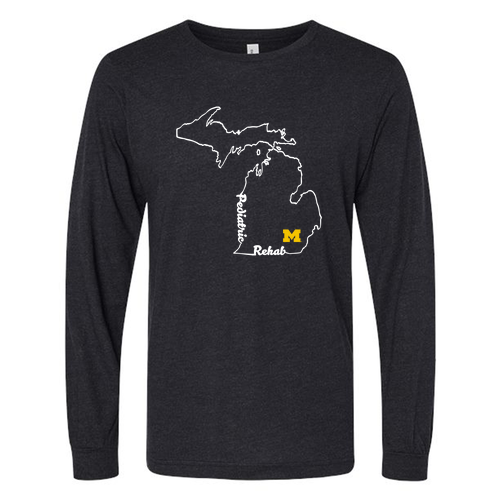 Mens/Unisex Bella Canvas Soft Fitted Triblend Long Sleeve Tee -- Black Heather Triblend