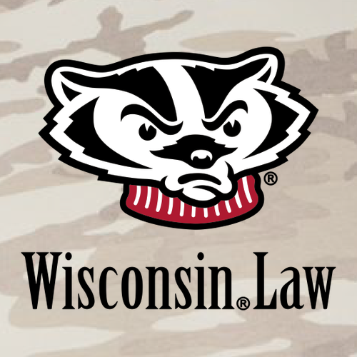 Bucky Badger UW Law T-shirt -- Natural Camo