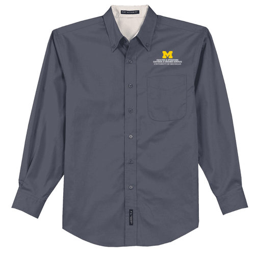 Port Authority Easy Care Long Sleeve Shirt -- Steel Grey / Light Stone, $33