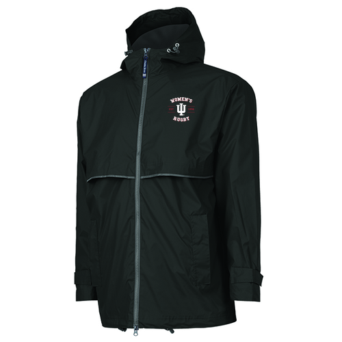 IU Trident Women's Rugby- Embroidered Charles River New England Rain Jacket -- Black