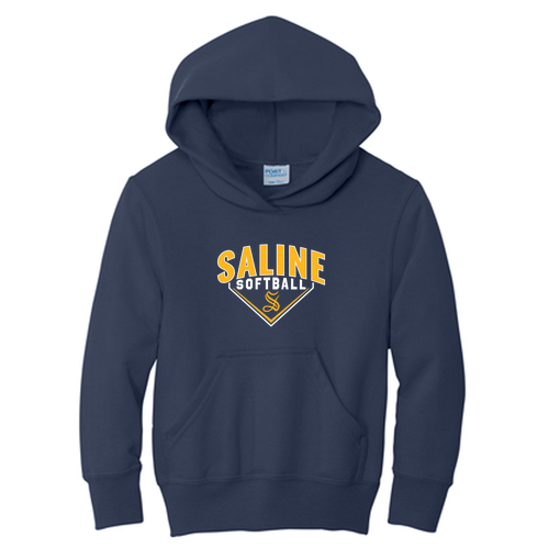 Youth Saline Base Port and Company Pullover Hooded Sweatshirt -- Navy