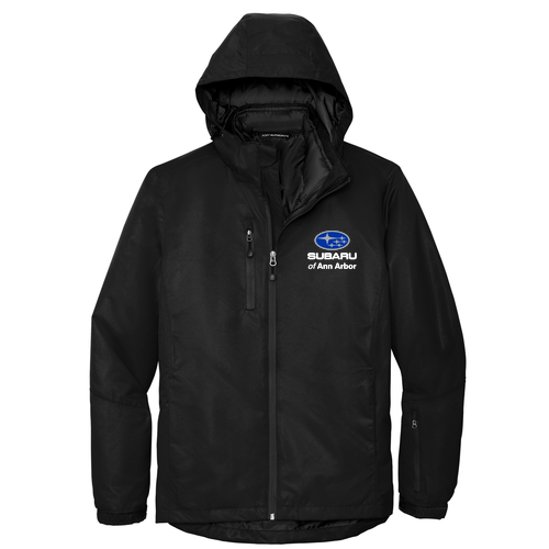 Port Authority Vortex Water Proof 3 in 1 Jacket -- Black/ Black, Subaru Logo