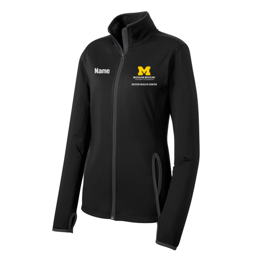 Ladies Sport-Tek Sport Wick Stretch Contrast Full Zip Jacket -- Black / Charcoal Grey