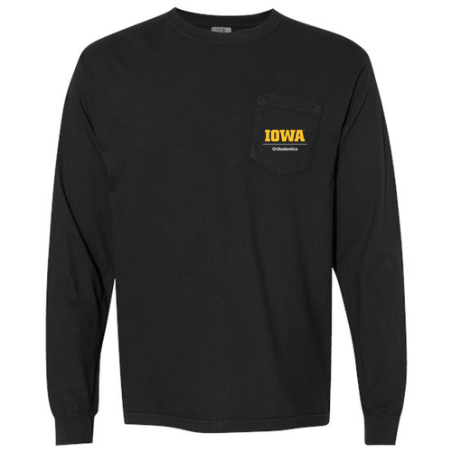 Comfort Colors Unisex Garment-Dyed Heavyweight Long Sleeve Pocket T-Shirt -- Black