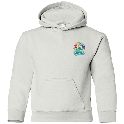 Gildan Heavy Blend Youth Hooded Sweatshirt Front & Back -- White