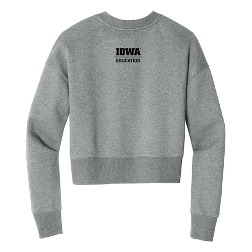 Hawkeye Teachers District Women's Perfect Weight Fleece Cropped Crew -- Heathered Steel